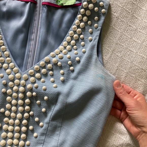 Boden Powder Blue Beaded Shift Dress - Size 2 - Picture 3 of 12